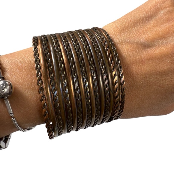Copper braided thick cuff bracelet vintage statement festival boho - Picture 1 of 4